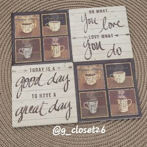 4 Inspirational Motivational and Coffee-themed Stone Drink Coasters